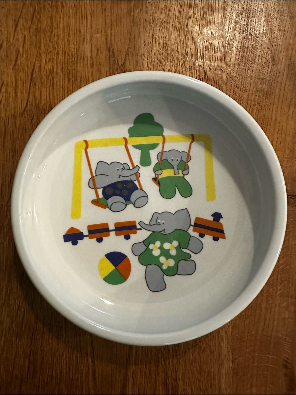 vintage 70s Arabia Finland children's bowl  Elefantti pattern by Inkeri Leivo